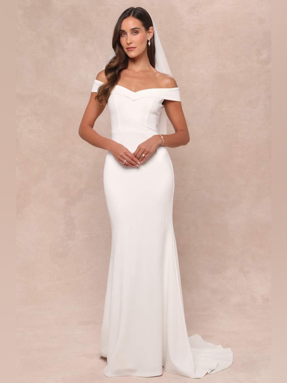 Lulus Arienne White Off-the-Shoulder Mermaid Maxi Dress Size XS NWT Wedding WNT